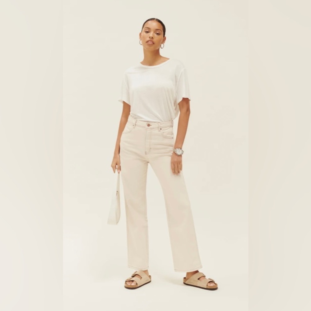 Reformation Cowboy High Rise Straight Jeans Almond